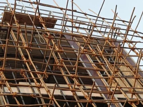 Eco-Friendly Scaffolding at a green construction site in India